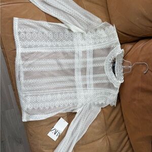 NWT Zara White Lace Women's Top